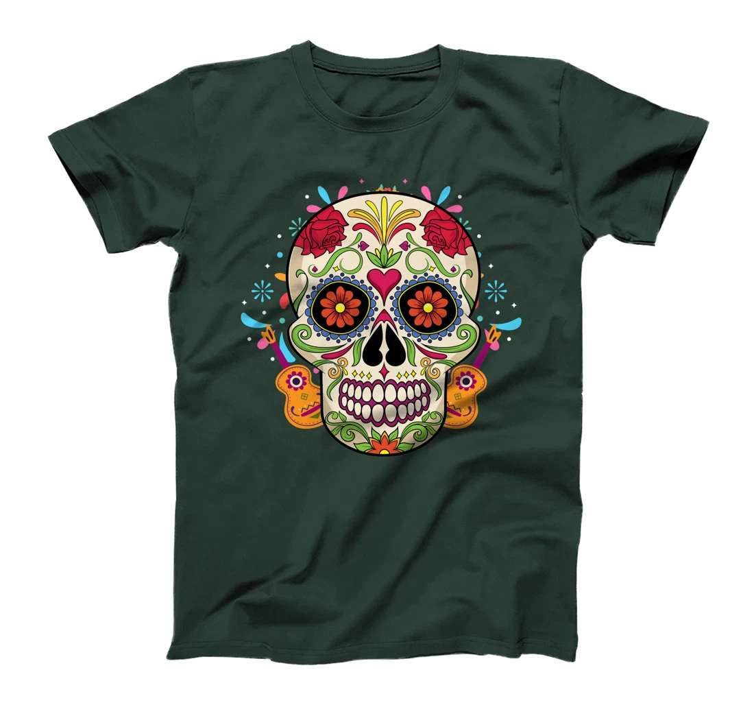 Sugar Skull Day Of The Dead Cool Bone Head Skulls Gift Idea T-Shirt