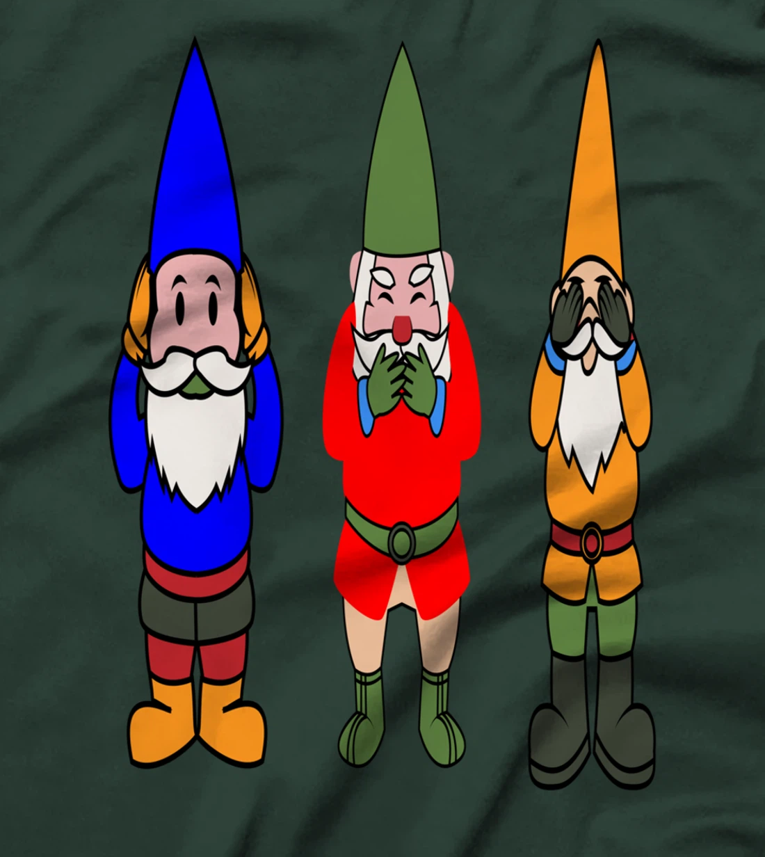 See No Evil, Speak No Evil, Hear No Evil, Garden Gnome T-Shirt