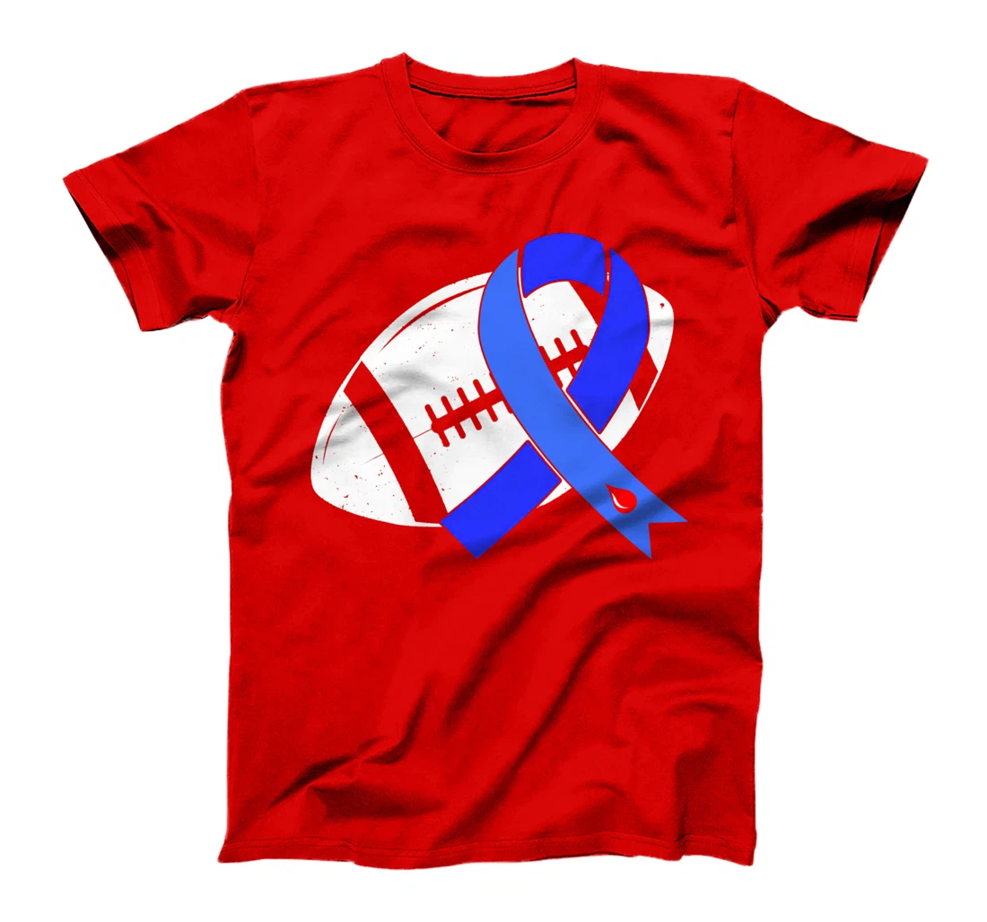 Blue Ribbon Football Diabetes Awareness Warrior T-Shirt