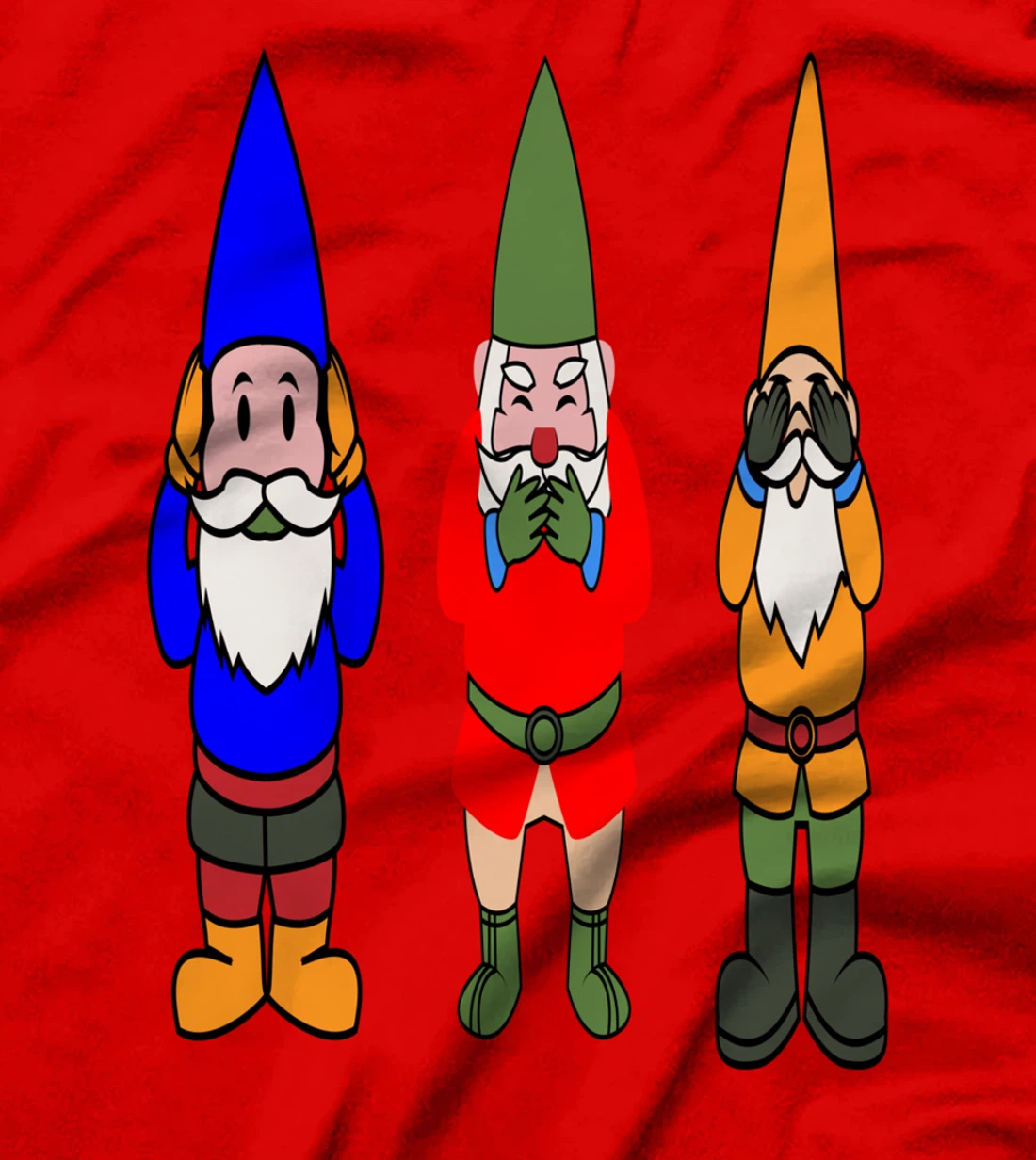 See No Evil, Speak No Evil, Hear No Evil, Garden Gnome T-Shirt