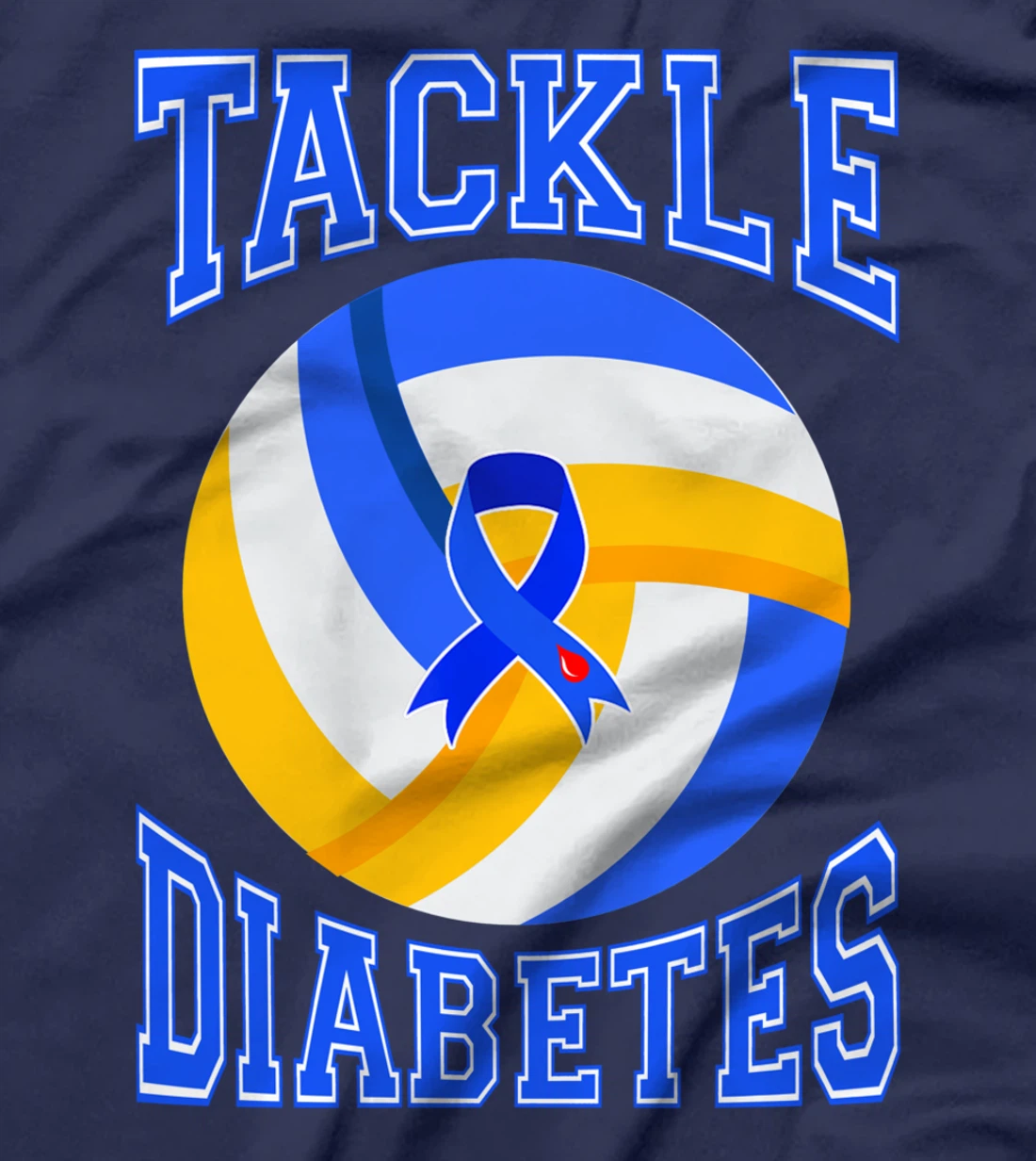 Tackle Volleyball Blue Ribbon Tackle Diabetes Awareness T-Shirt