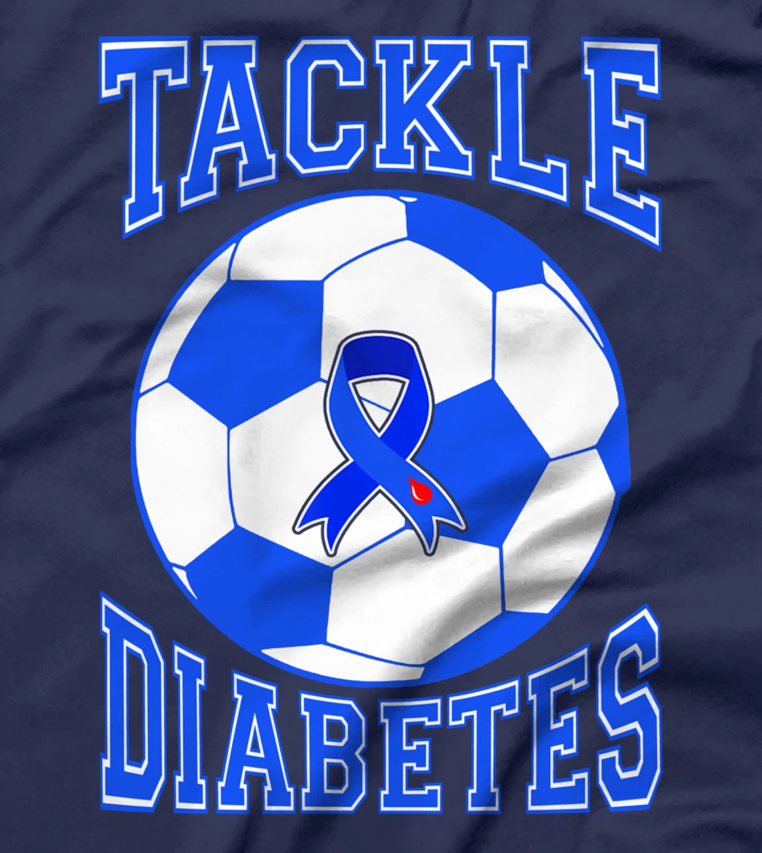 Tackle Soccer Blue Ribbon Tackle Diabetes Warrior T-Shirt