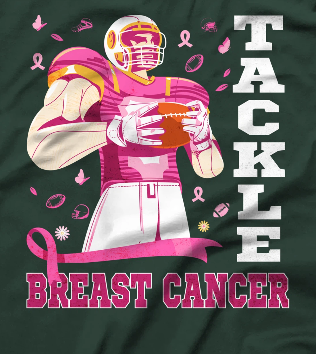 Tackle Breast Cancer Awareness Pink Ribbon Football Costume T-Shirt