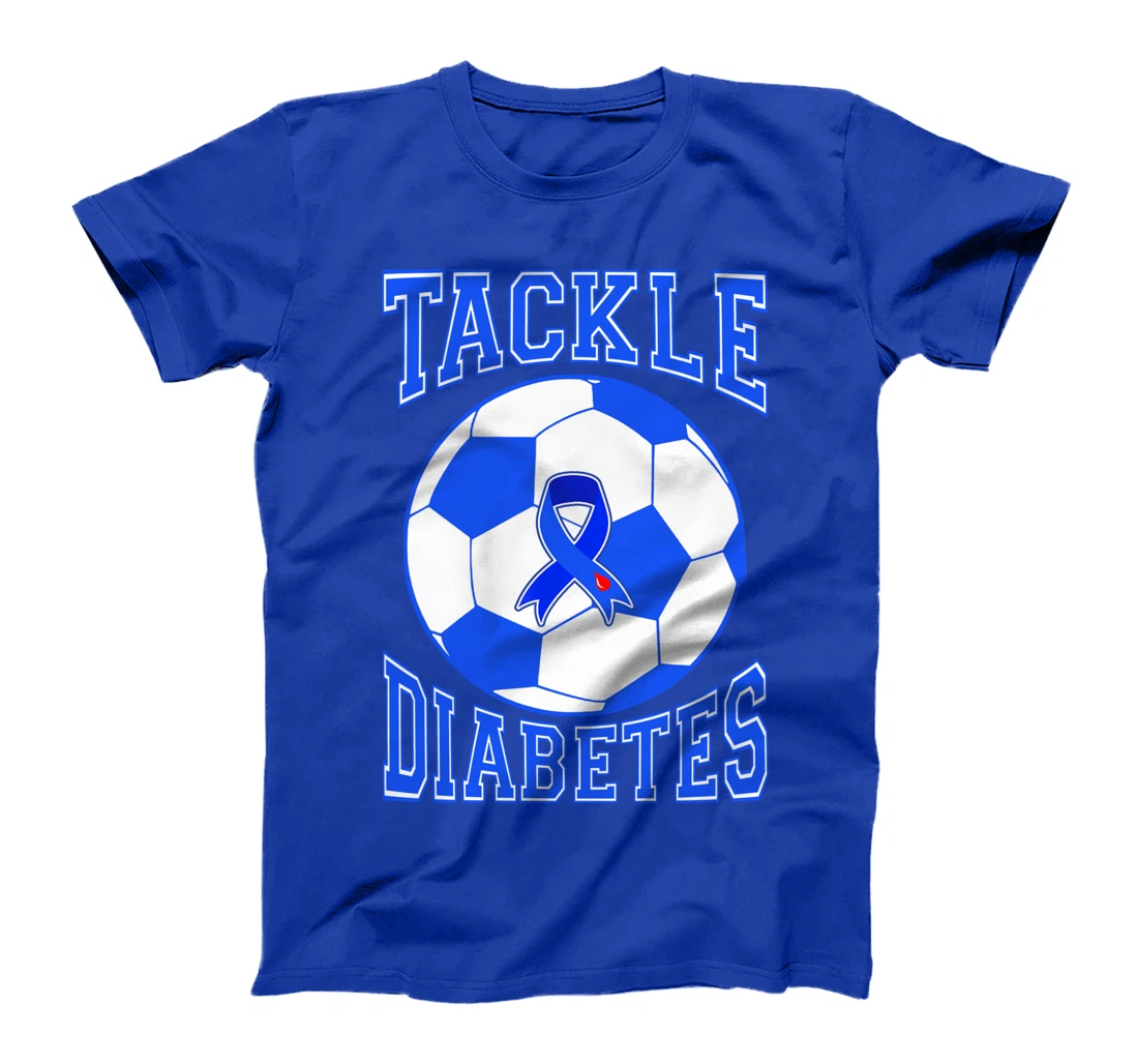 Tackle Soccer Blue Ribbon Tackle Diabetes Warrior T-Shirt