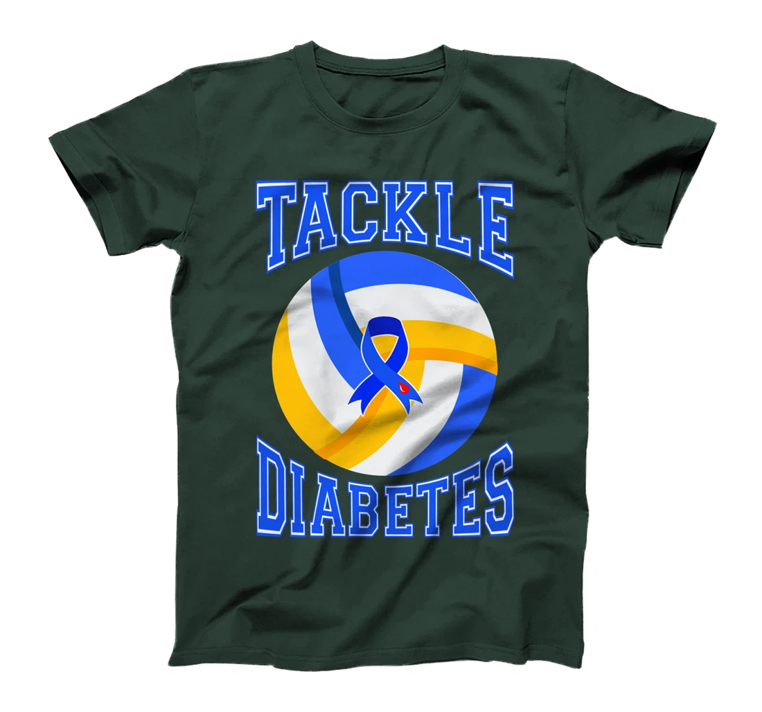 Tackle Volleyball Blue Ribbon Tackle Diabetes Awareness T-Shirt