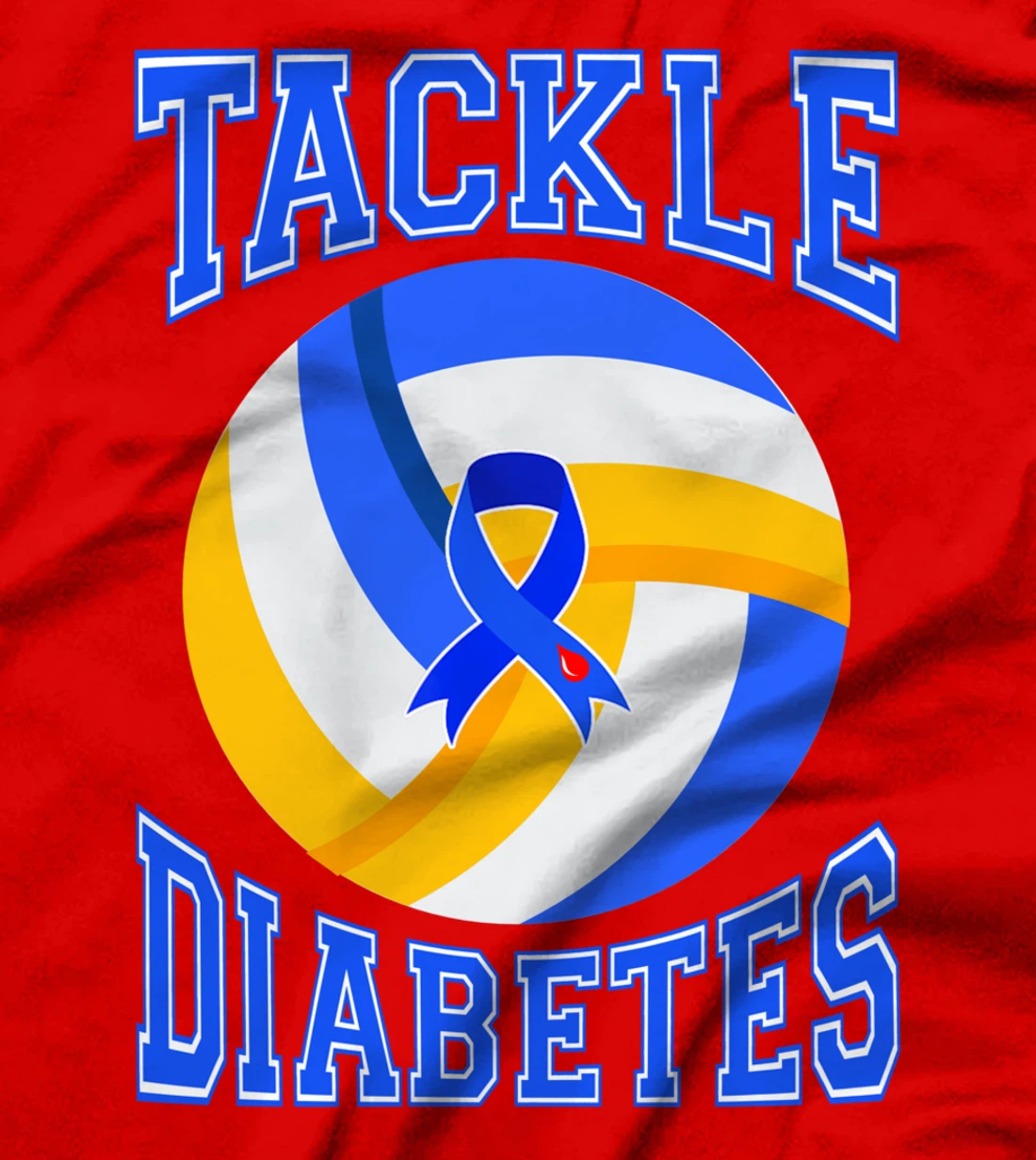 Tackle Volleyball Blue Ribbon Tackle Diabetes Awareness T-Shirt
