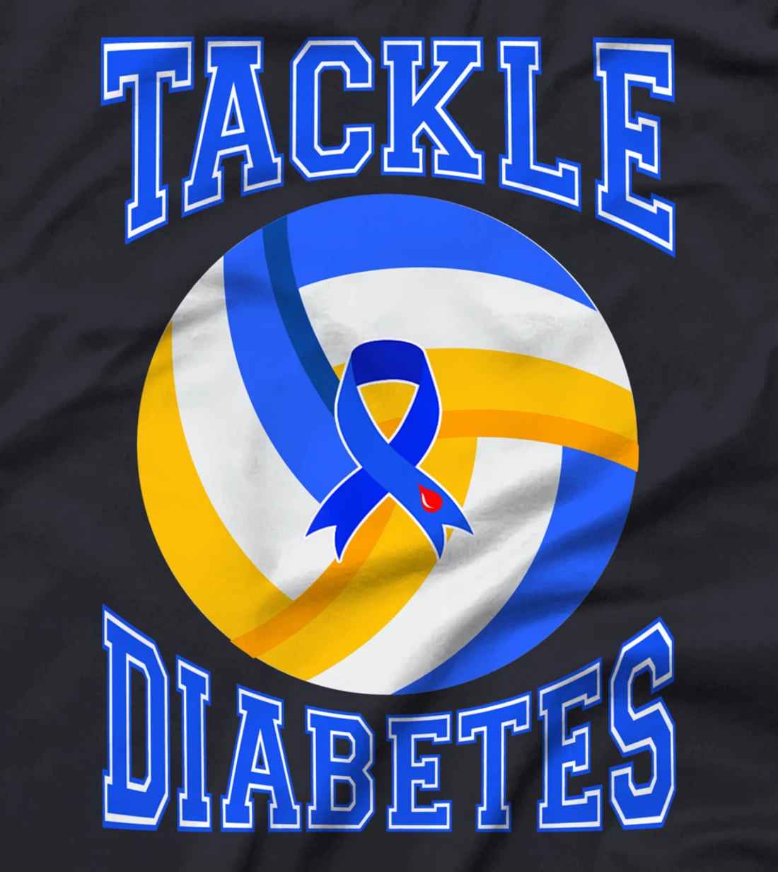 Tackle Volleyball Blue Ribbon Tackle Diabetes Awareness T-Shirt
