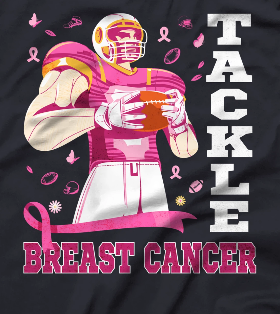 Tackle Breast Cancer Awareness Pink Ribbon Football Costume T-Shirt
