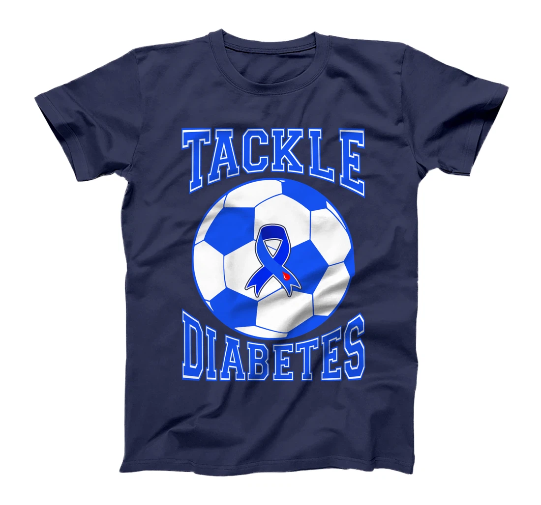 Tackle Soccer Blue Ribbon Tackle Diabetes Warrior T-Shirt