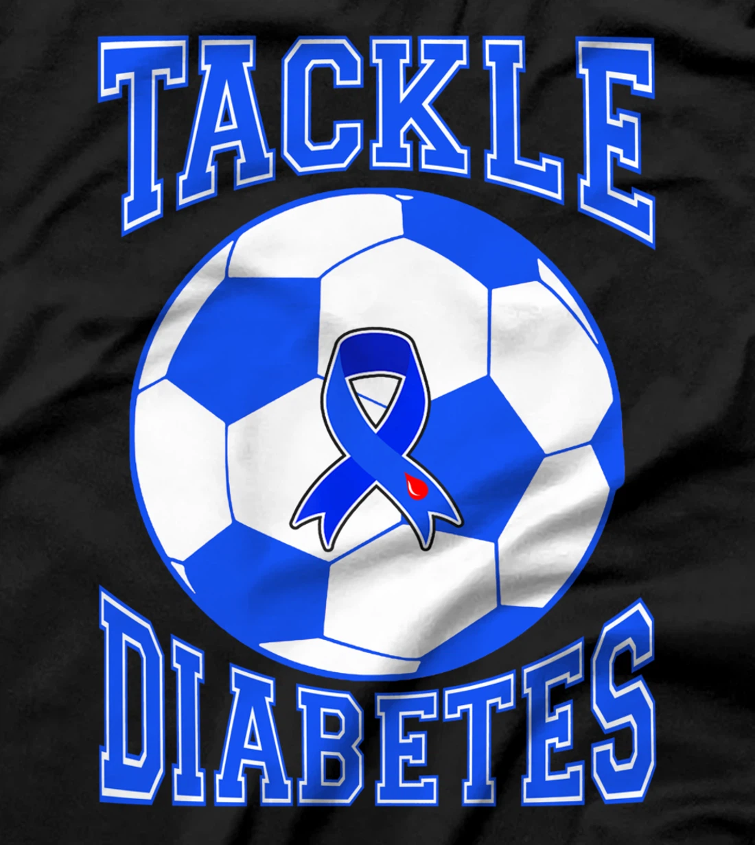 Tackle Soccer Blue Ribbon Tackle Diabetes Warrior T-Shirt