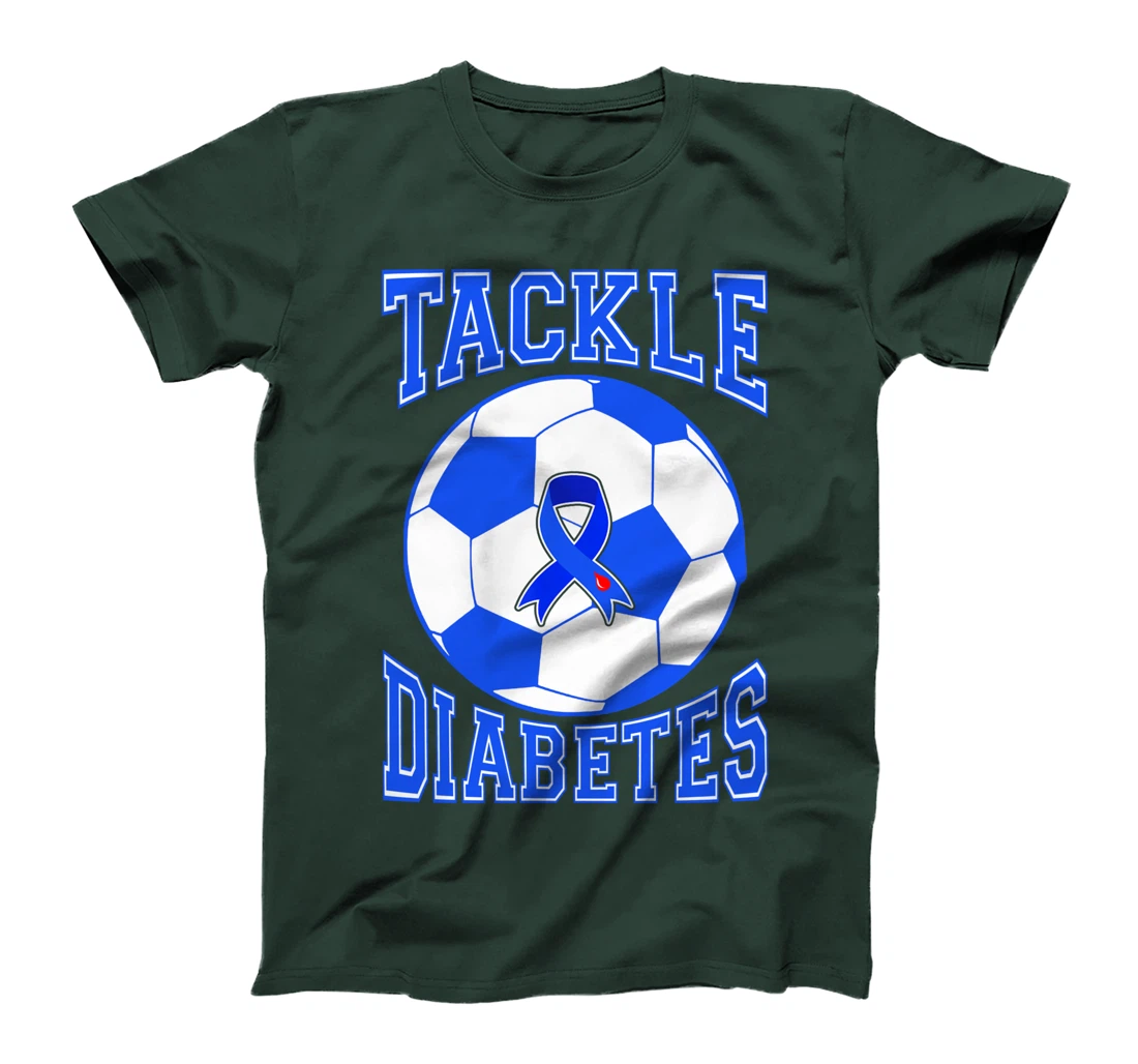 Tackle Soccer Blue Ribbon Tackle Diabetes Warrior T-Shirt