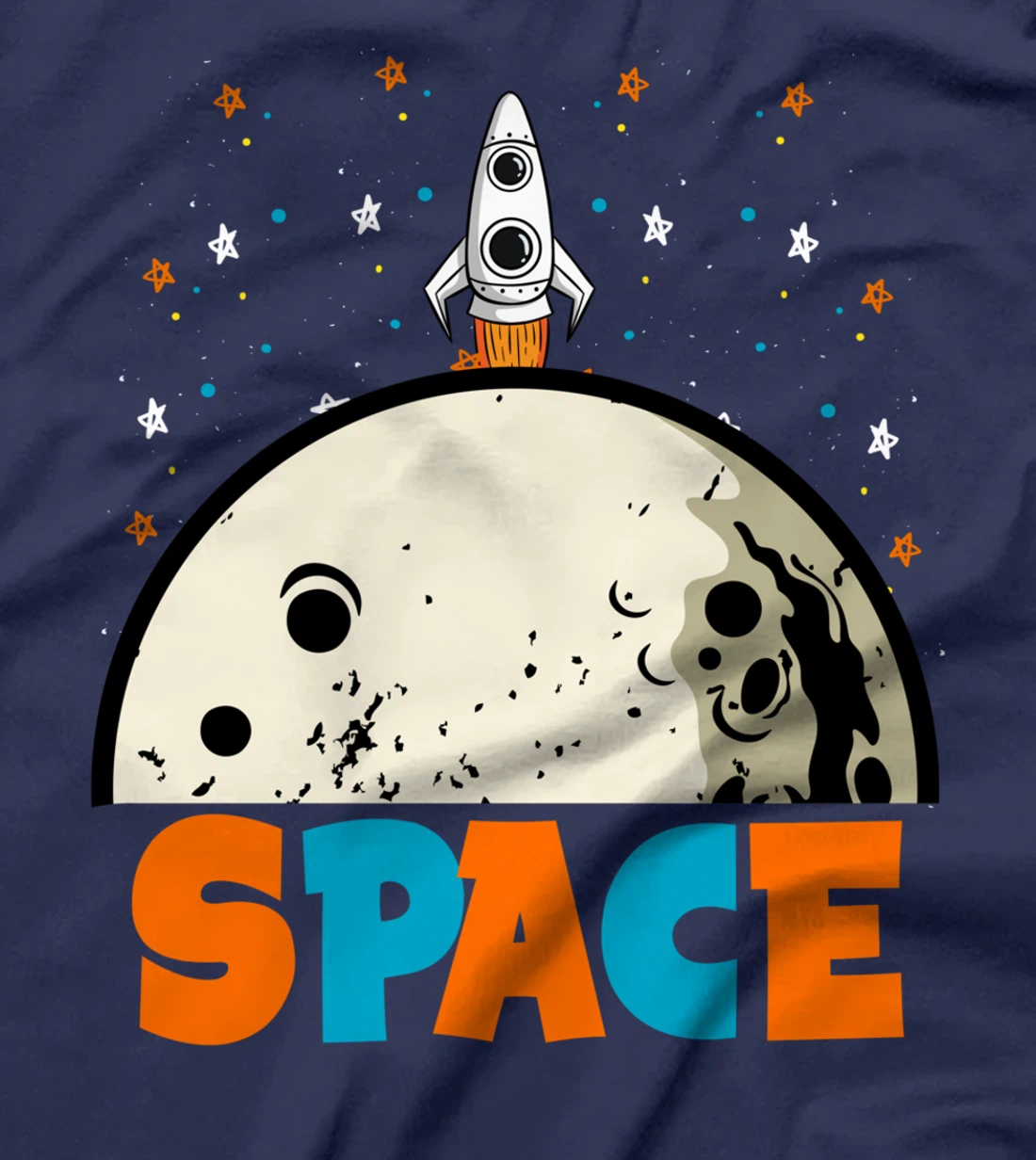 Outer Space fly to the Moon Rocket Astronaut Spaceship T-Shirt