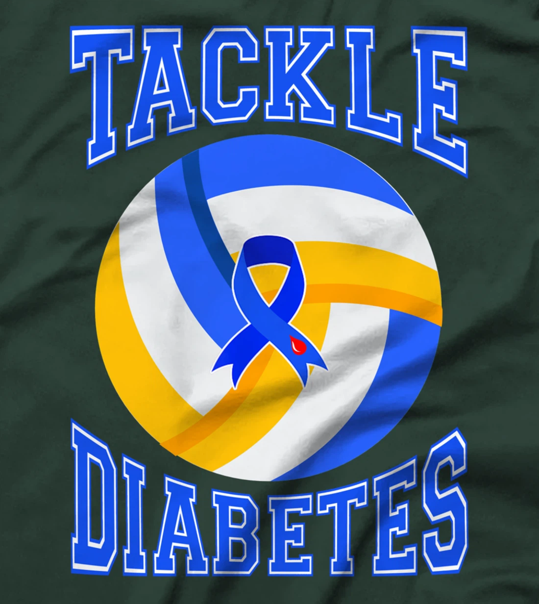 Tackle Volleyball Blue Ribbon Tackle Diabetes Awareness T-Shirt