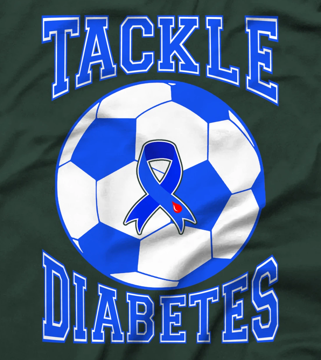 Tackle Soccer Blue Ribbon Tackle Diabetes Warrior T-Shirt