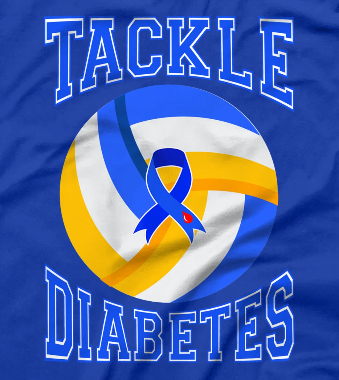 Tackle Volleyball Blue Ribbon Tackle Diabetes Awareness T-Shirt