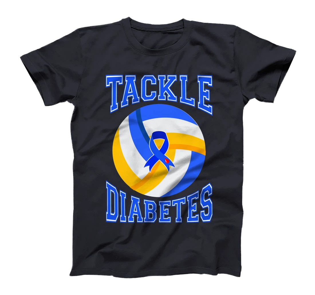 Tackle Volleyball Blue Ribbon Tackle Diabetes Awareness T-Shirt