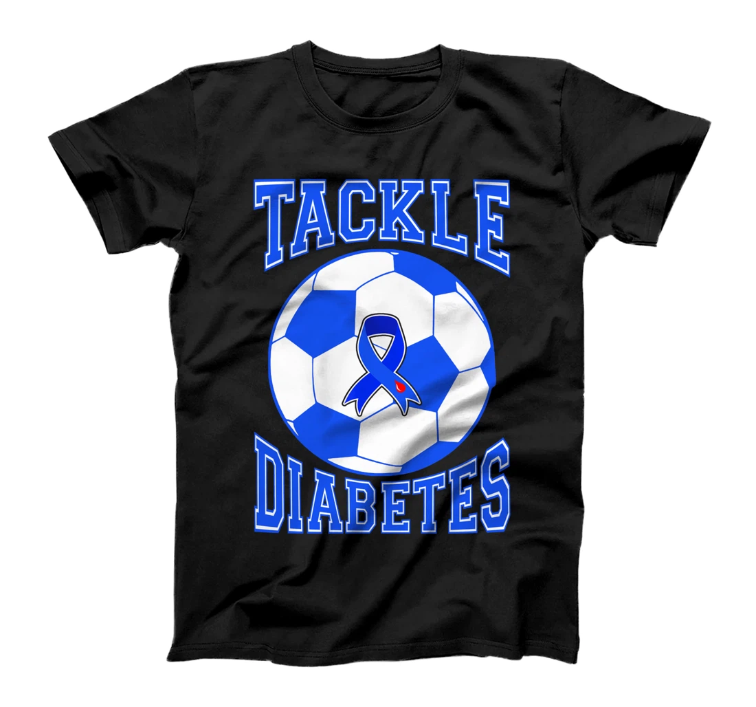 Tackle Soccer Blue Ribbon Tackle Diabetes Warrior T-Shirt