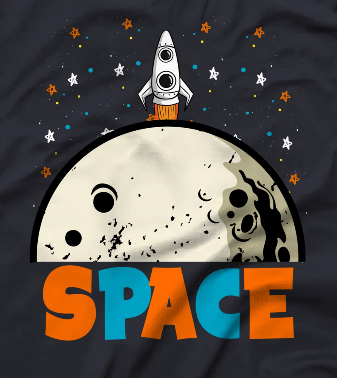Outer Space fly to the Moon Rocket Astronaut Spaceship T-Shirt