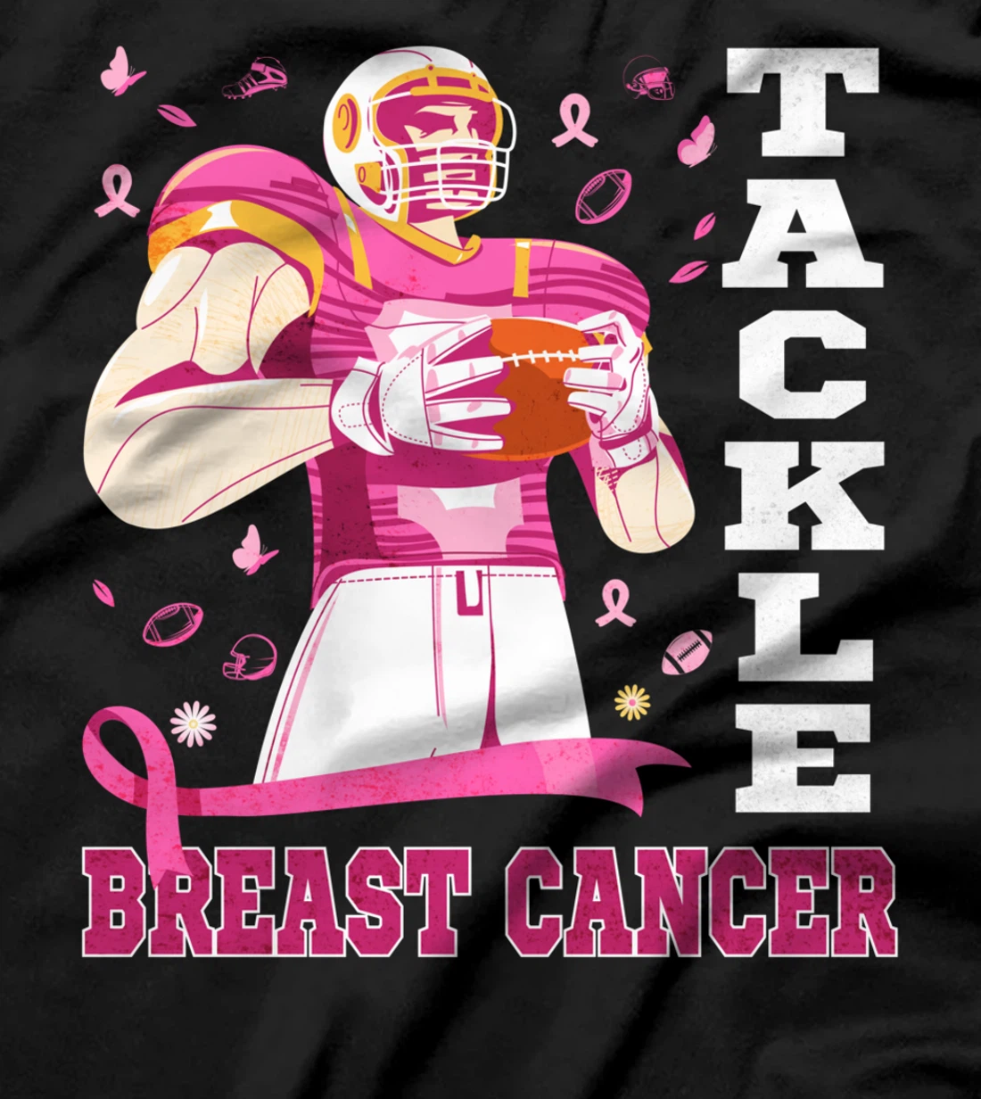 Tackle Breast Cancer Awareness Pink Ribbon Football Costume T-Shirt