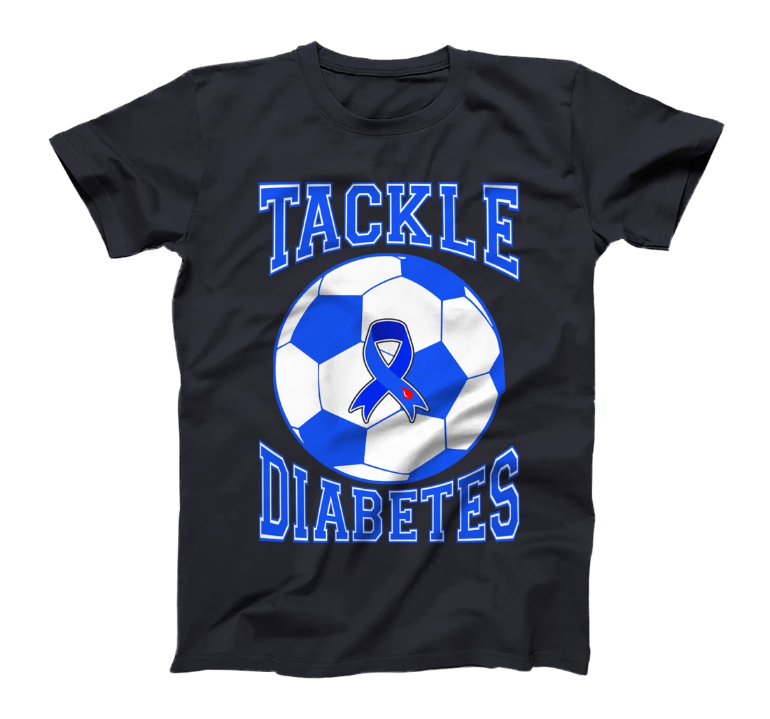 Tackle Soccer Blue Ribbon Tackle Diabetes Warrior T-Shirt