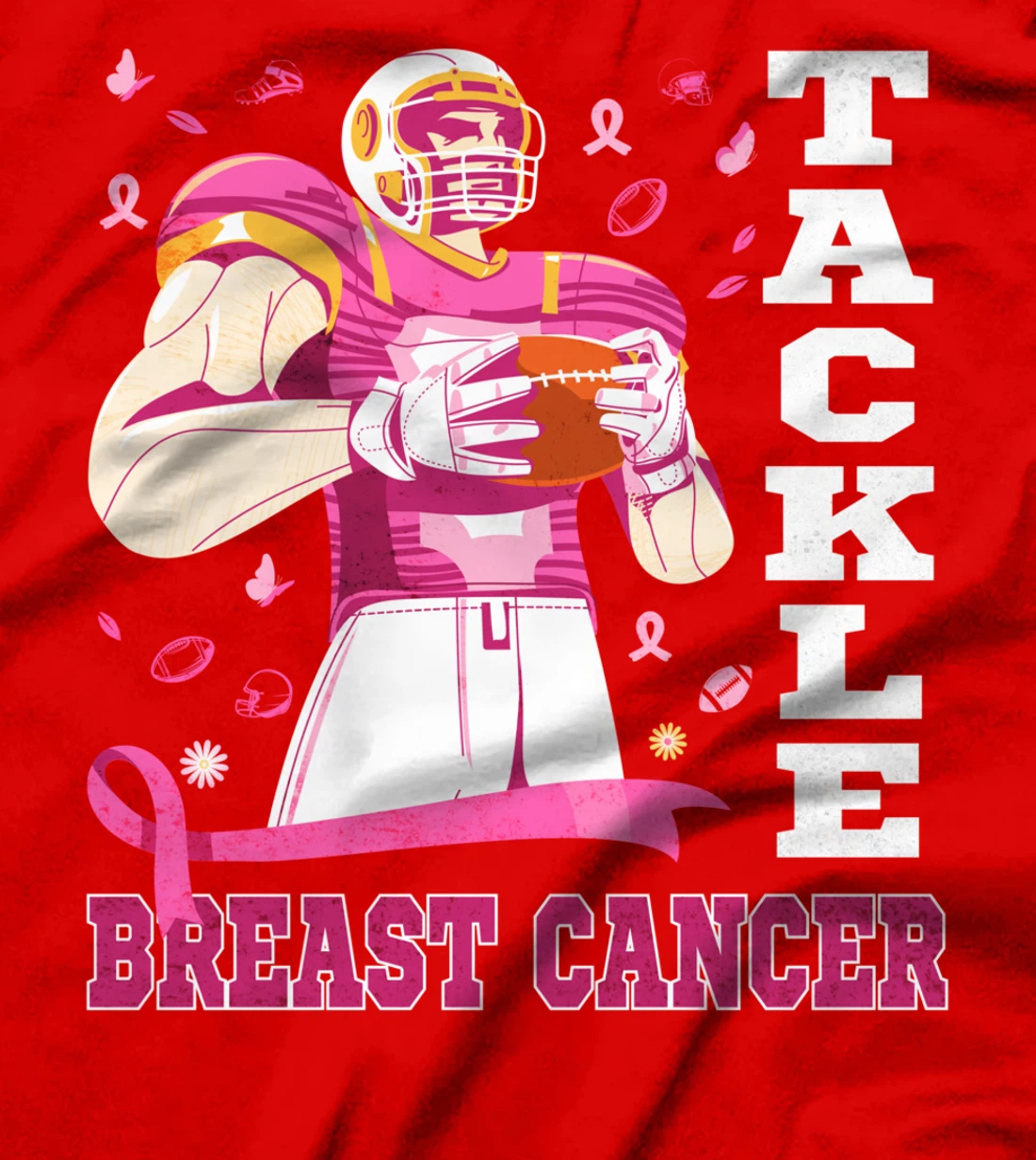 Tackle Breast Cancer Awareness Pink Ribbon Football Costume T-Shirt