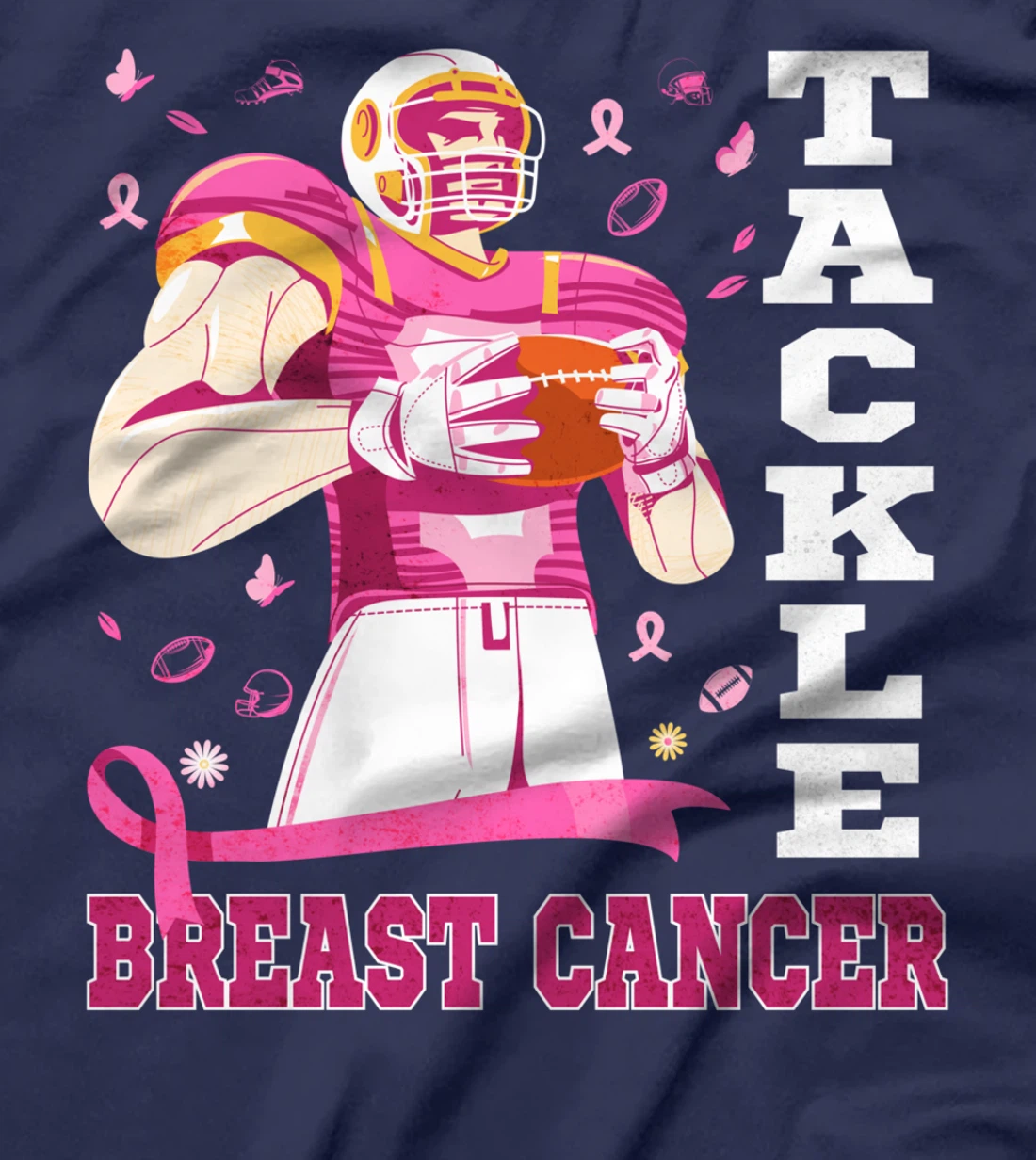 Tackle Breast Cancer Awareness Pink Ribbon Football Costume T-Shirt