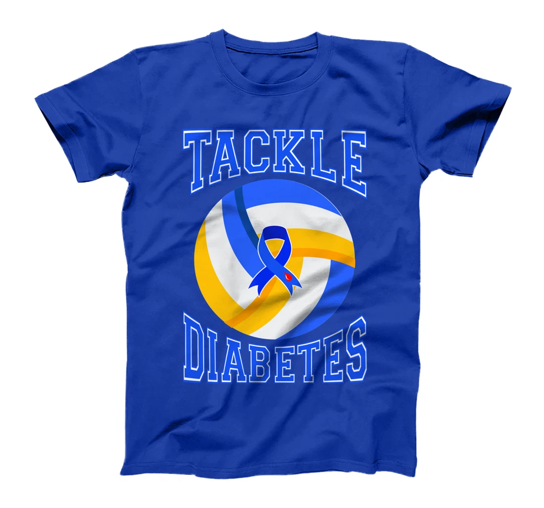Tackle Volleyball Blue Ribbon Tackle Diabetes Awareness T-Shirt