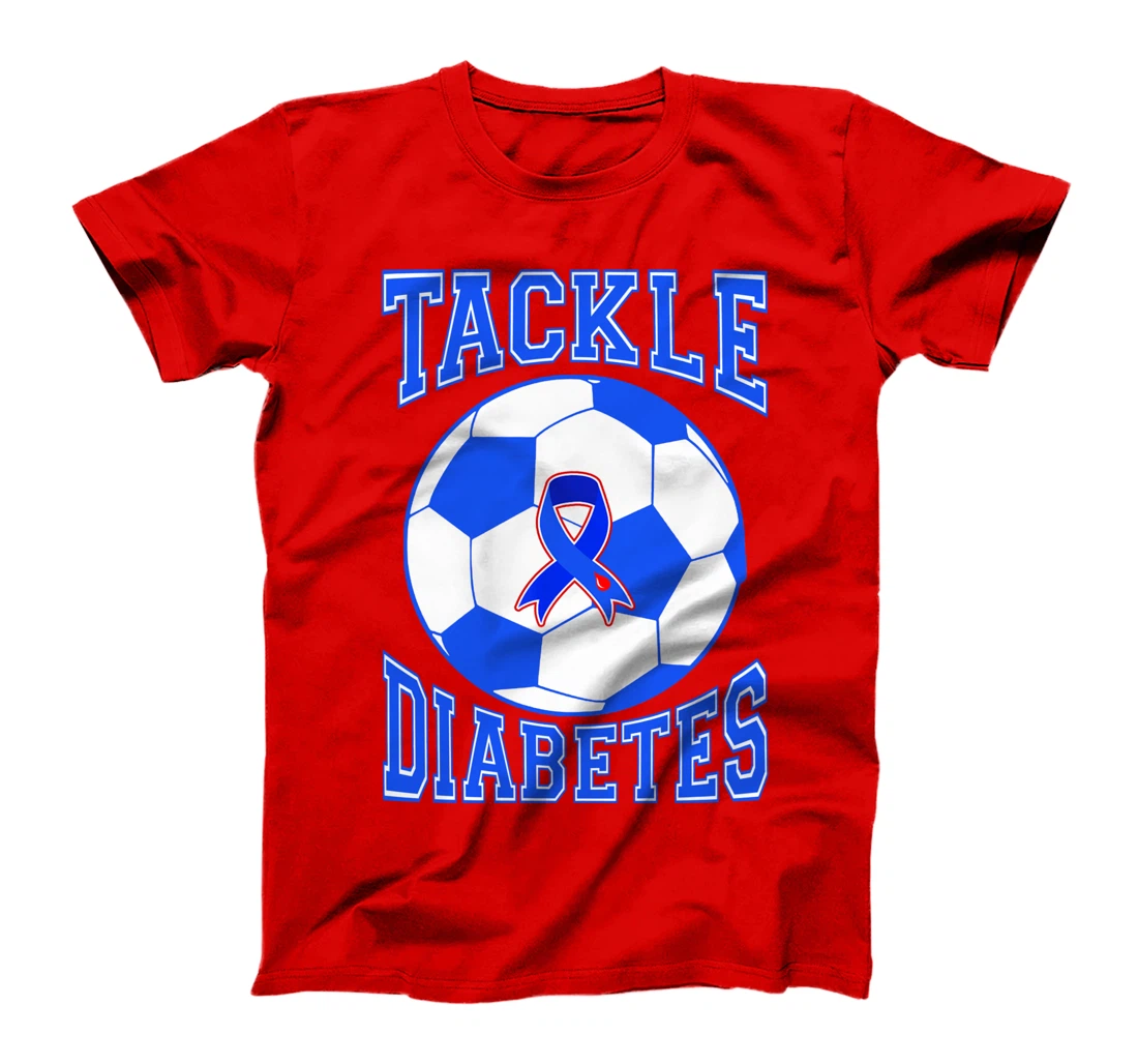 Tackle Soccer Blue Ribbon Tackle Diabetes Warrior T-Shirt