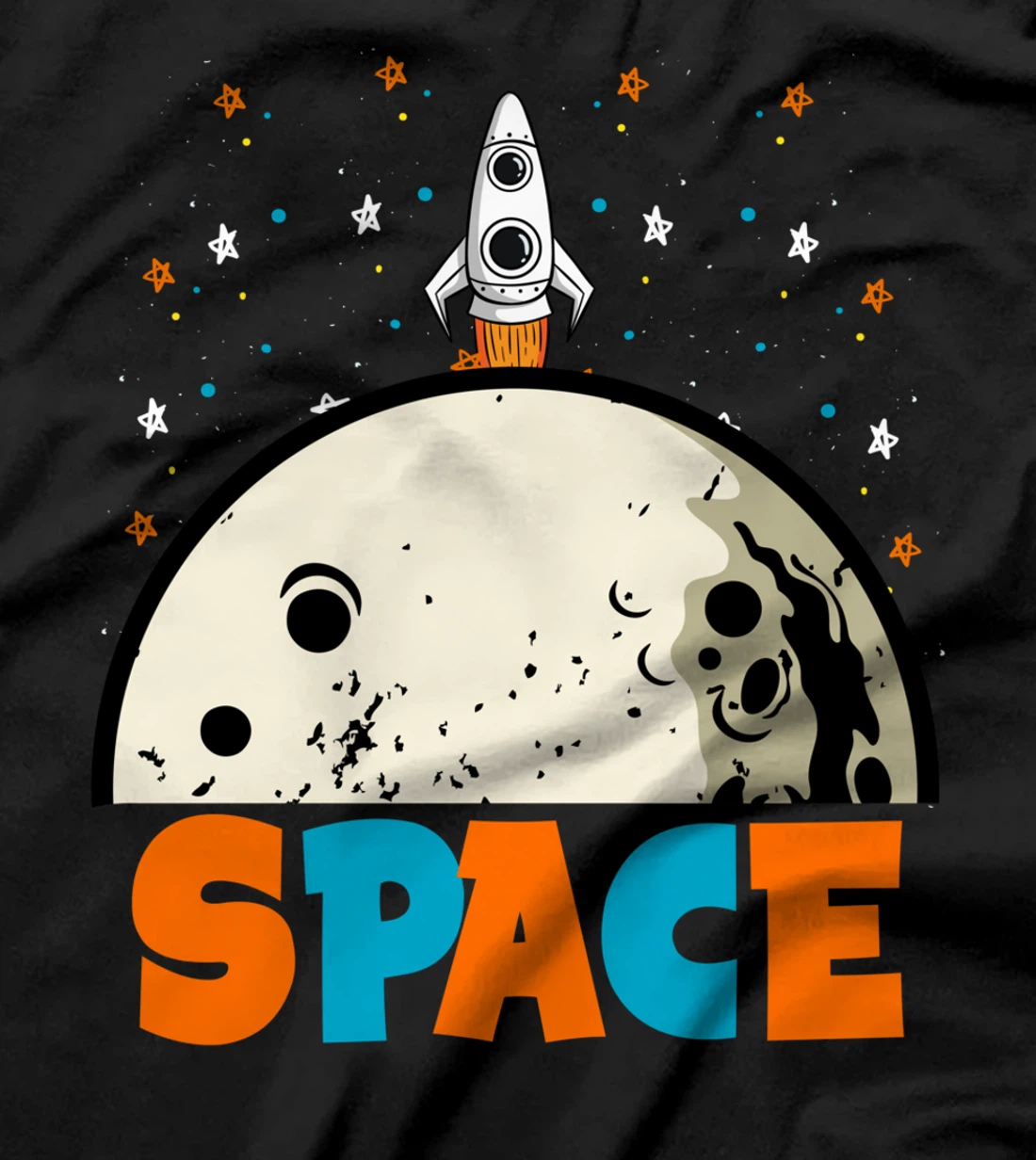 Outer Space fly to the Moon Rocket Astronaut Spaceship T-Shirt