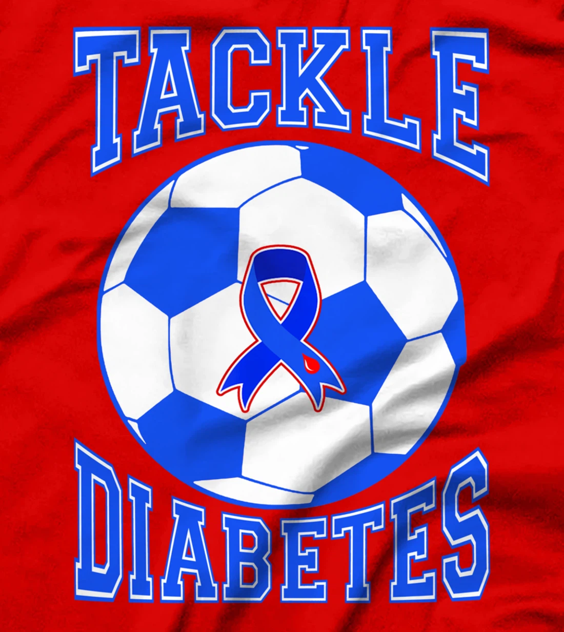 Tackle Soccer Blue Ribbon Tackle Diabetes Warrior T-Shirt