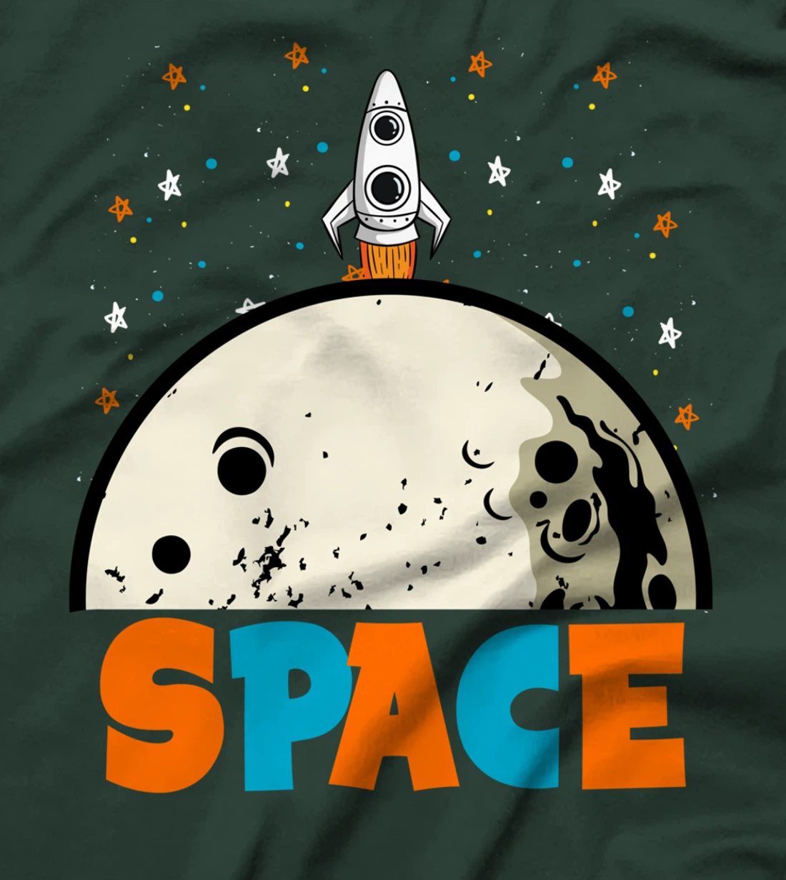 Outer Space fly to the Moon Rocket Astronaut Spaceship T-Shirt