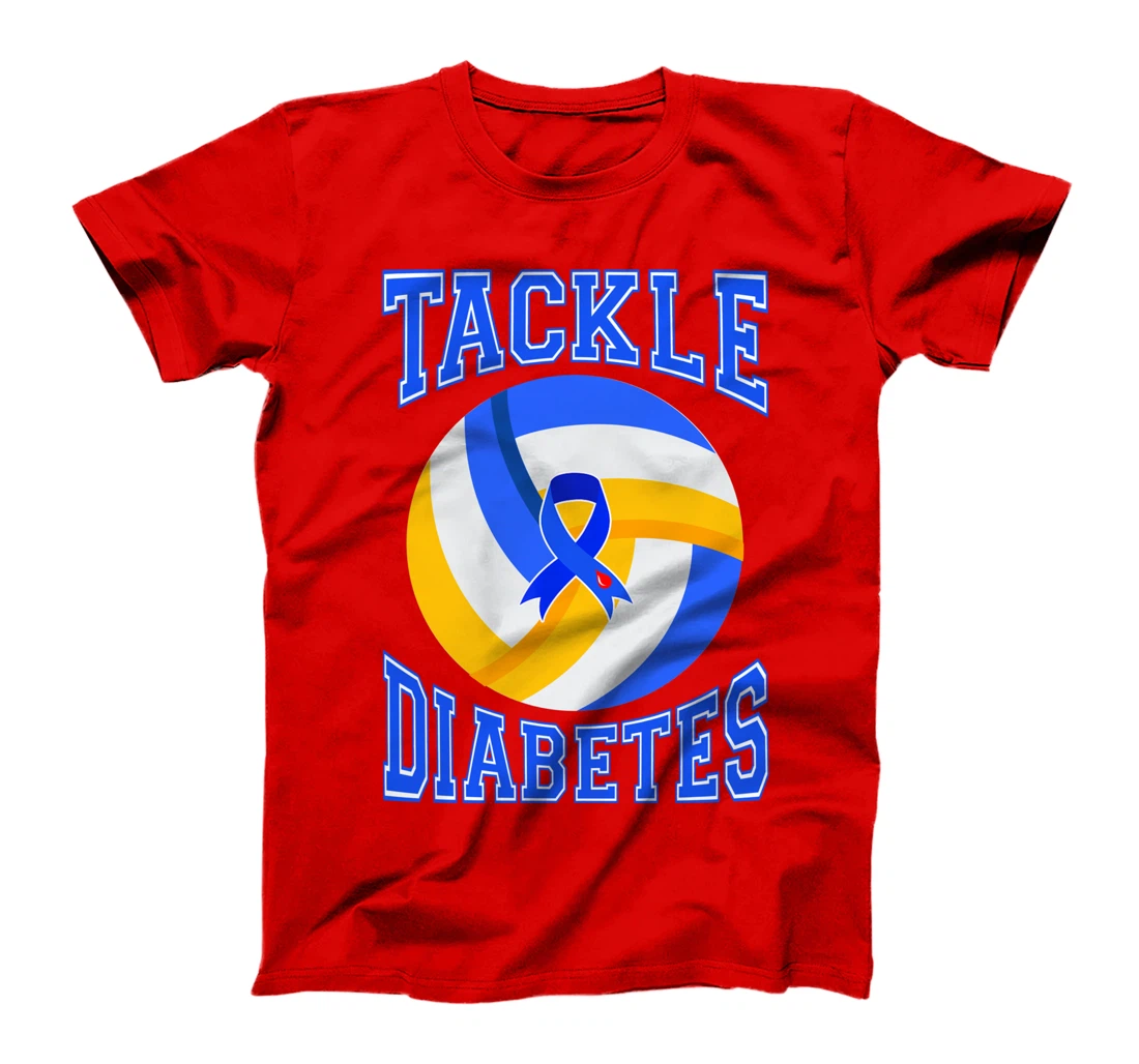 Tackle Volleyball Blue Ribbon Tackle Diabetes Awareness T-Shirt