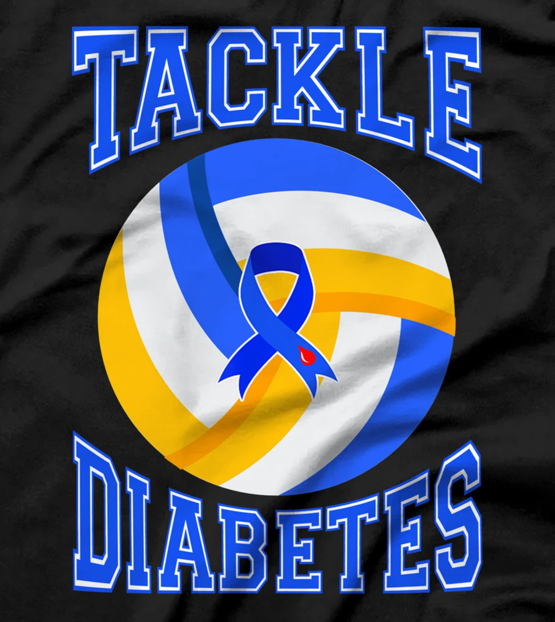 Tackle Volleyball Blue Ribbon Tackle Diabetes Awareness T-Shirt
