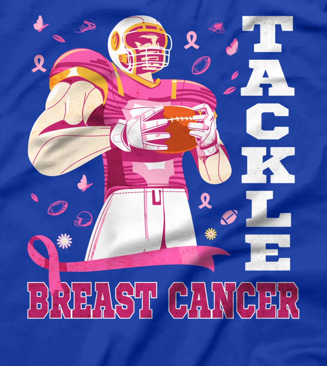 Tackle Breast Cancer Awareness Pink Ribbon Football Costume T-Shirt