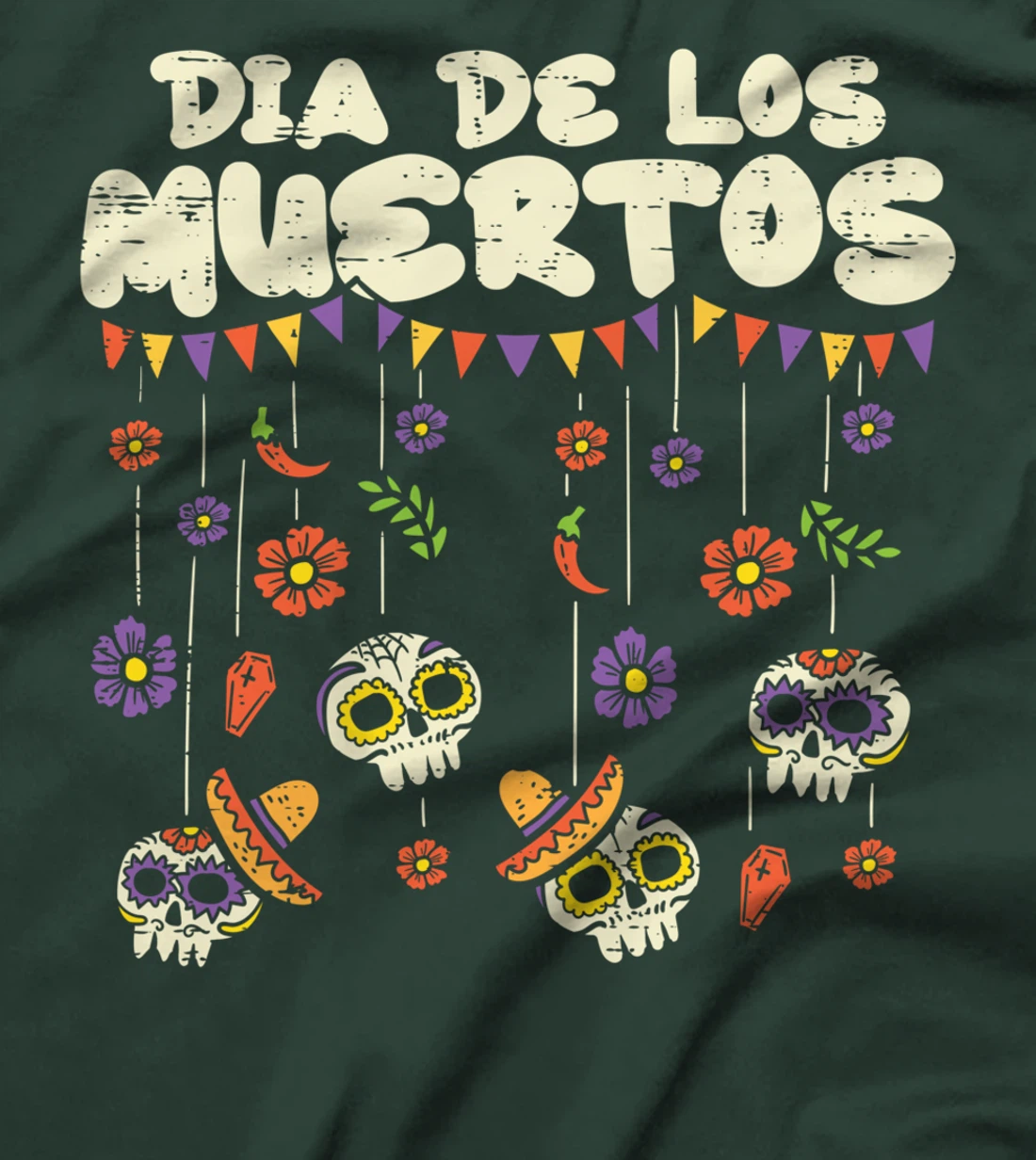 Dia De Los Muertos Sugar Skulls Calavera Day Of Dead Mexican T-Shirt