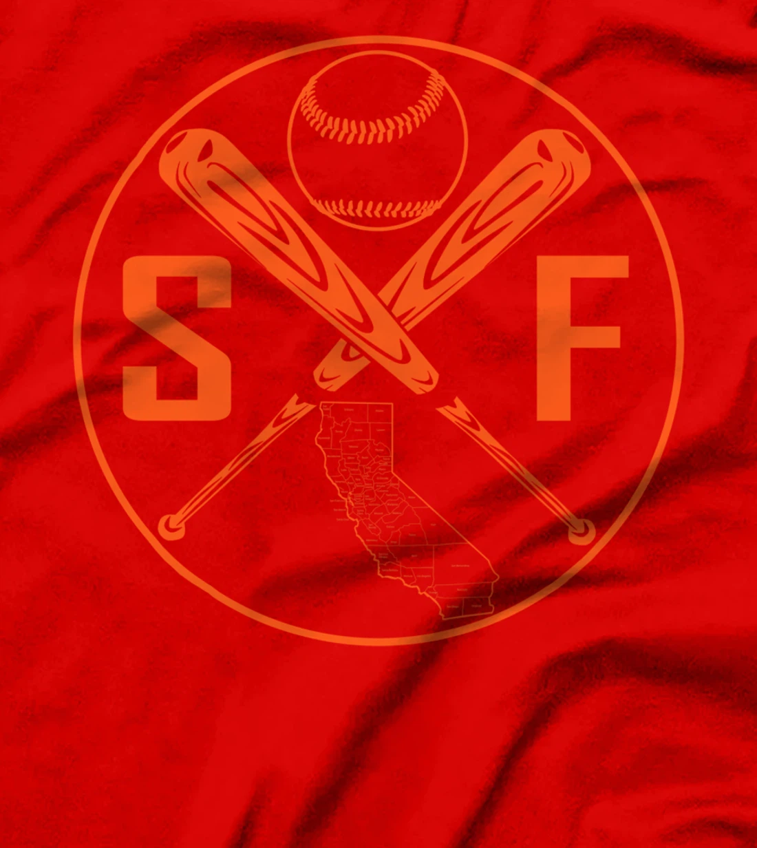 San Francisco Baseball California State Map Outline SF T-Shirt