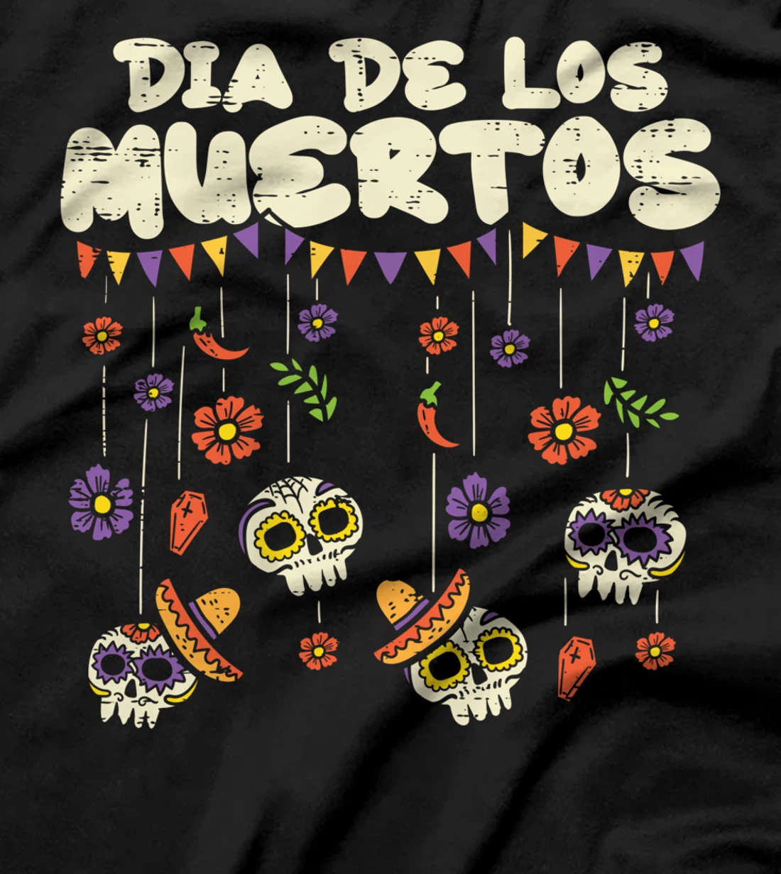 Dia De Los Muertos Sugar Skulls Calavera Day Of Dead Mexican T-Shirt