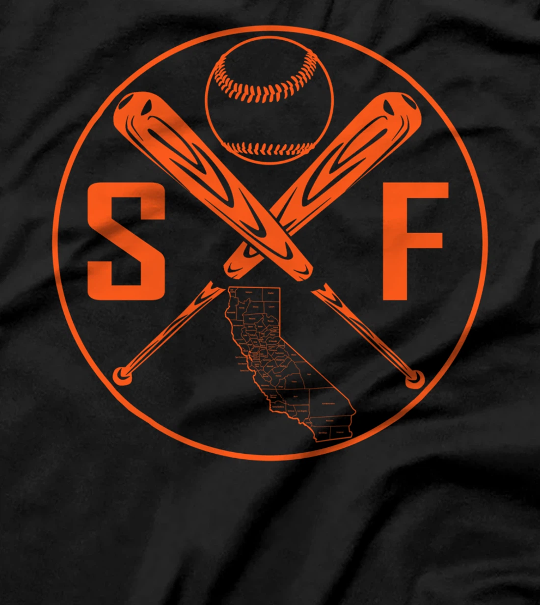 San Francisco Baseball California State Map Outline SF T-Shirt