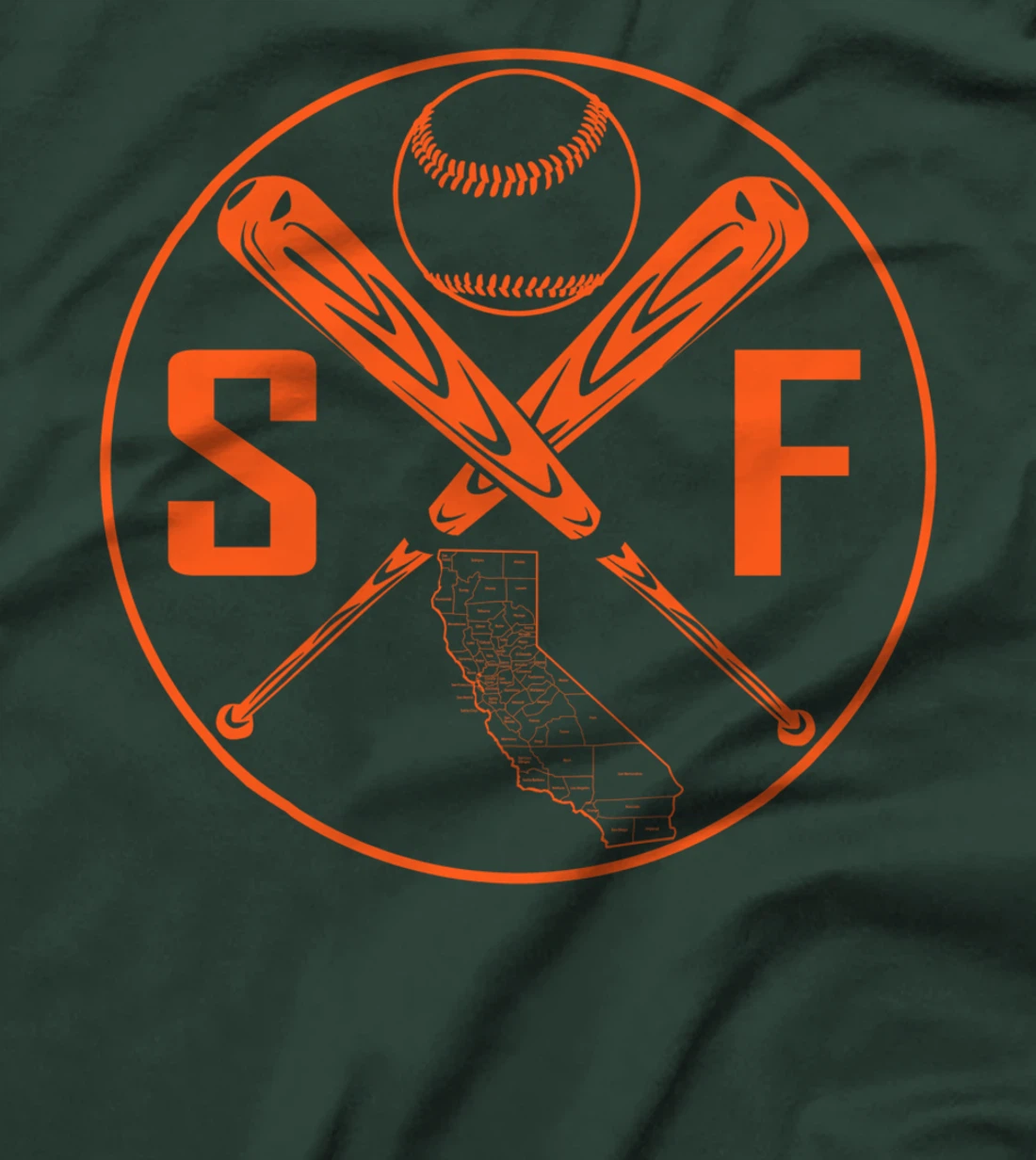 San Francisco Baseball California State Map Outline SF T-Shirt