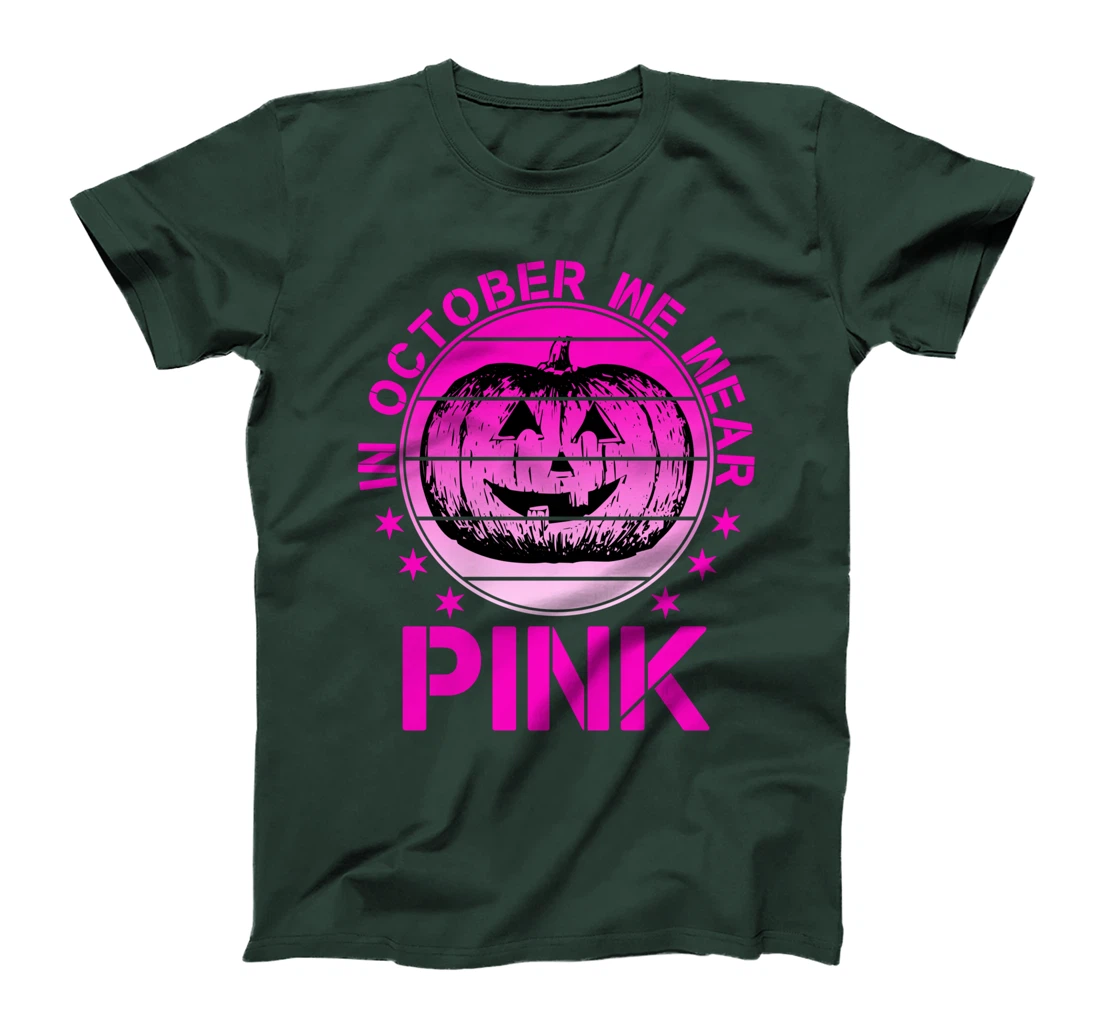 Breast Cancer Awareness In October We Wear Pink Pumpkin T-Shirt