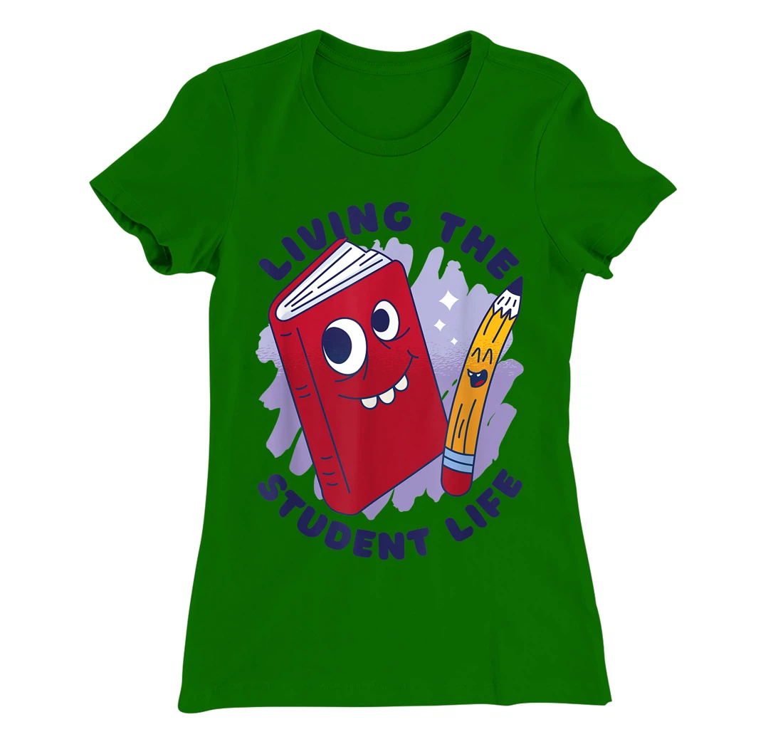 Womens Book And Pencil Cartoon School Education T-Shirt, Kid T-Shirt and Women T-Shirt