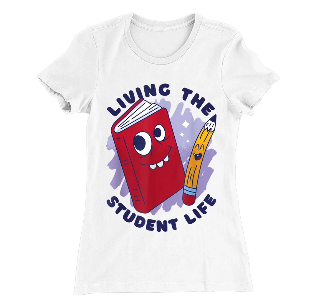 Womens Book And Pencil Cartoon School Education T-Shirt, Kid T-Shirt and Women T-Shirt