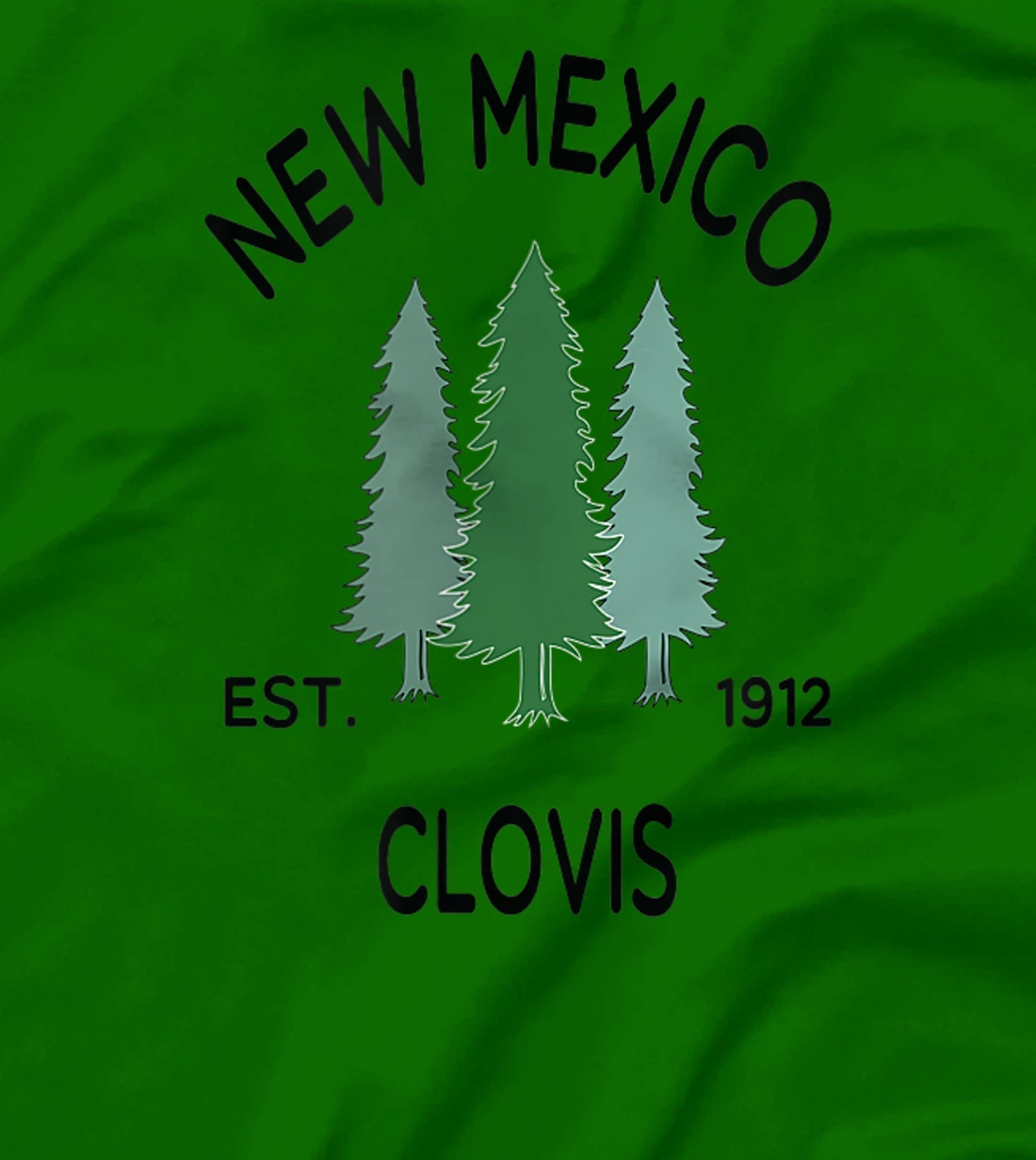 Womens Original Clovis New Mexico Evergreen Tree Novelty Art Design T-Shirt, Women T-Shirt