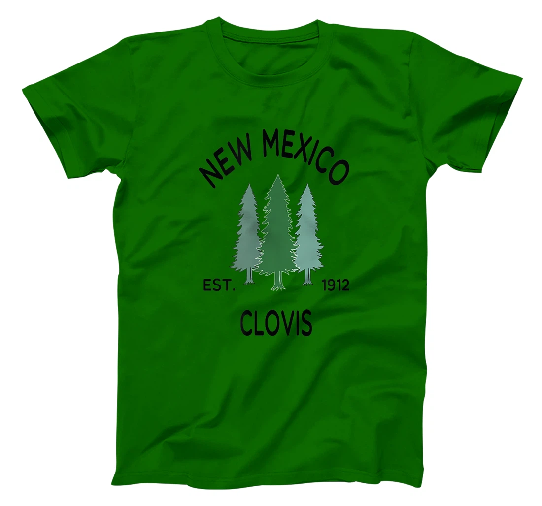 Womens Original Clovis New Mexico Evergreen Tree Novelty Art Design T-Shirt, Women T-Shirt