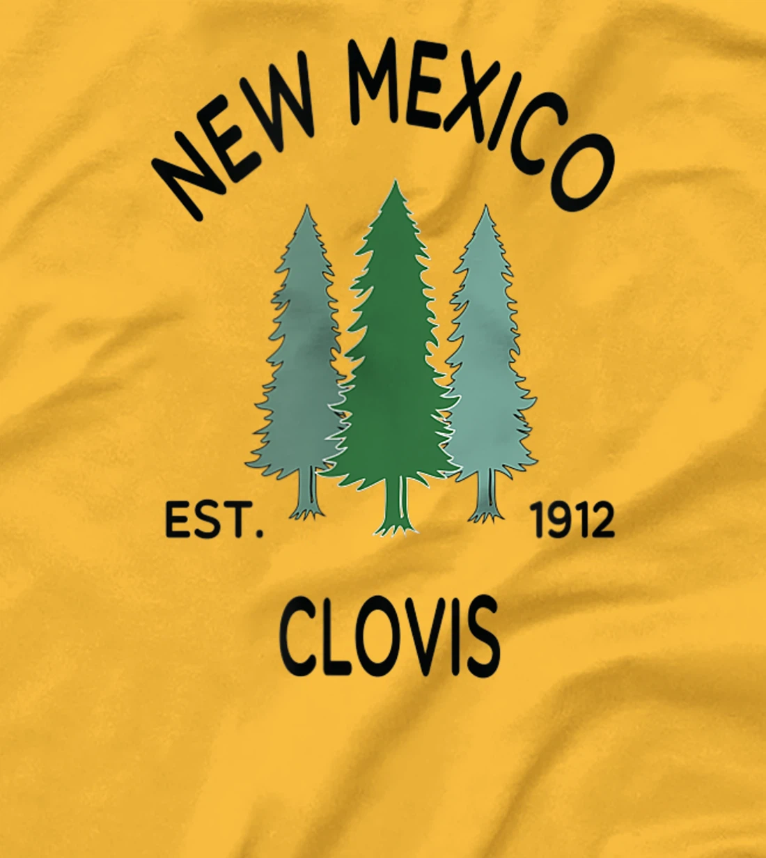 Womens Original Clovis New Mexico Evergreen Tree Novelty Art Design T-Shirt, Women T-Shirt
