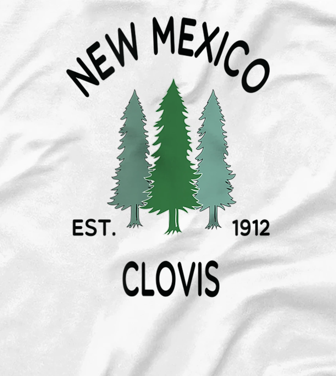 Womens Original Clovis New Mexico Evergreen Tree Novelty Art Design T-Shirt, Women T-Shirt