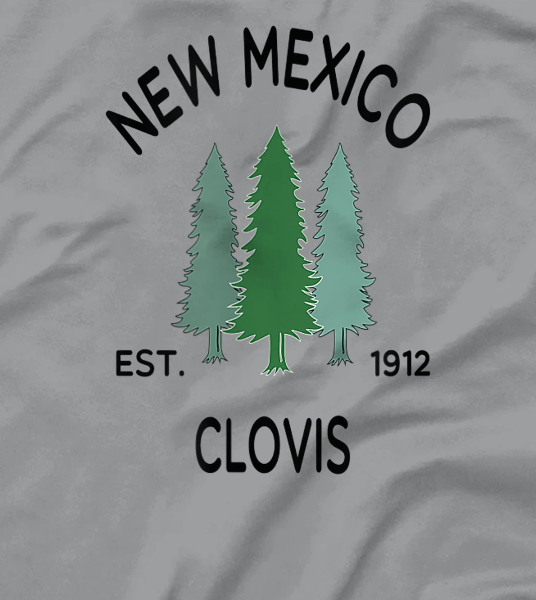 Womens Original Clovis New Mexico Evergreen Tree Novelty Art Design T-Shirt, Women T-Shirt