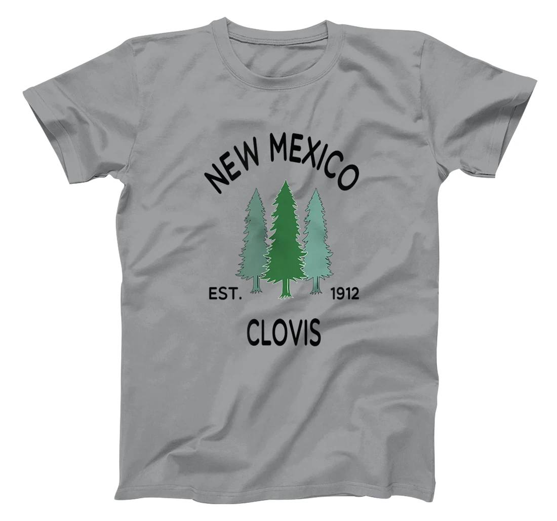 Womens Original Clovis New Mexico Evergreen Tree Novelty Art Design T-Shirt, Women T-Shirt
