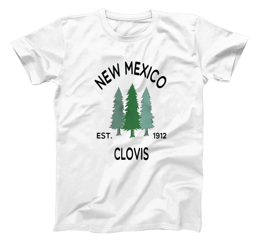 Womens Original Clovis New Mexico Evergreen Tree Novelty Art Design T-Shirt, Women T-Shirt