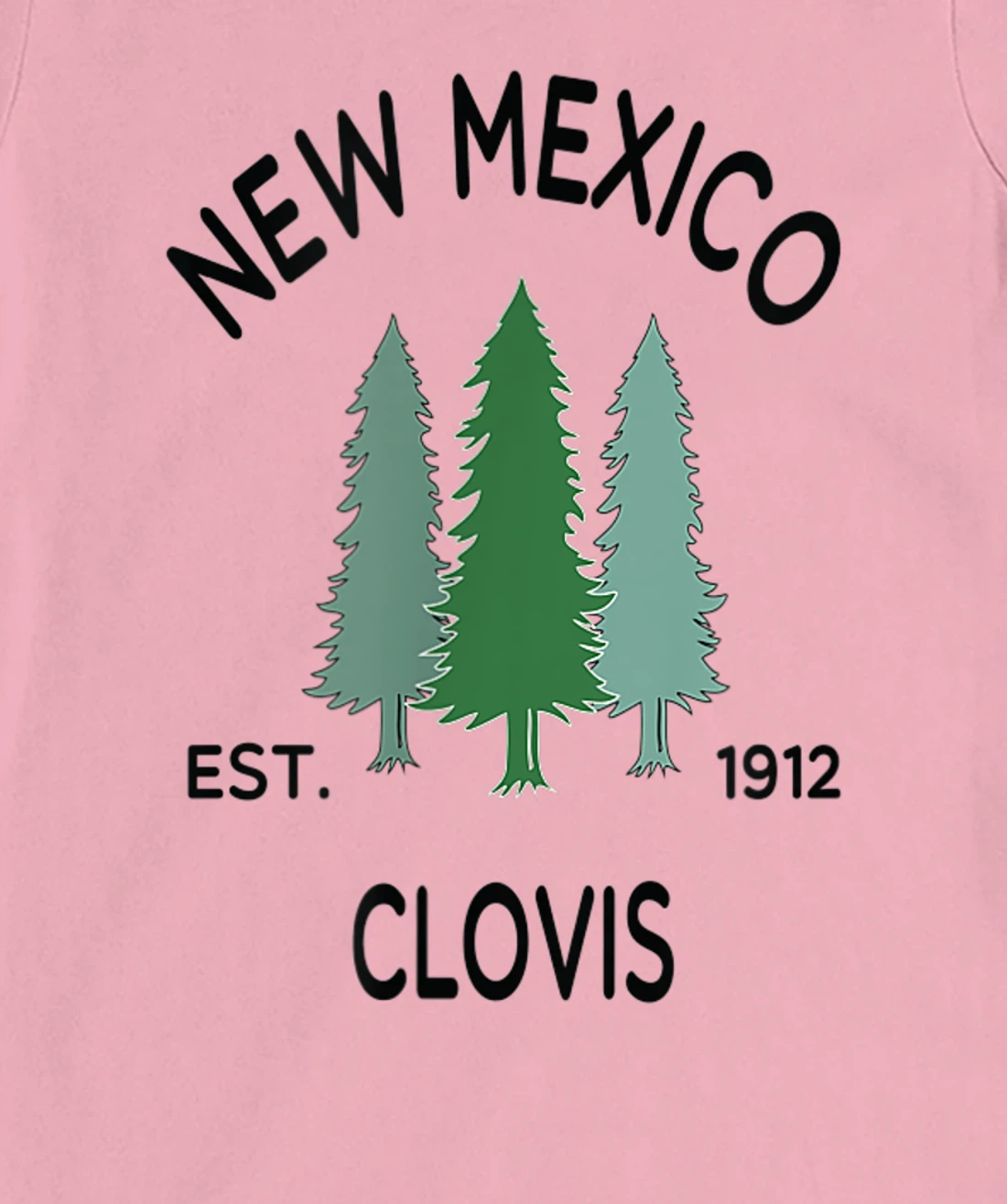 Womens Original Clovis New Mexico Evergreen Tree Novelty Art Design T-Shirt, Women T-Shirt